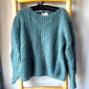 Sezane Teal (Green/Blue) Crew Neck Sweater